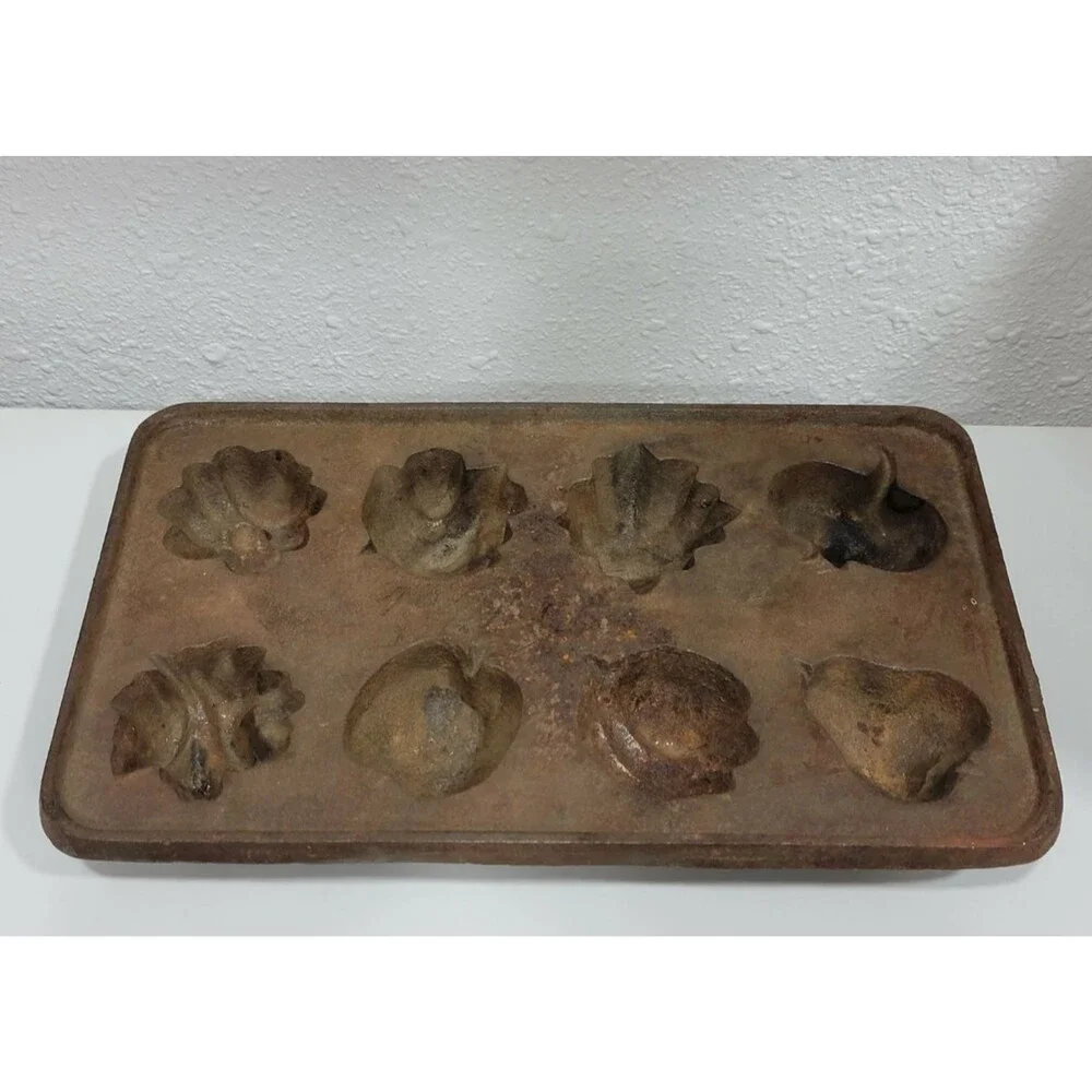 Vintage Retro Cast Iron Corn Bread Pan Fruit And Vegetables Unbranded